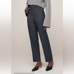 Reformation Freddie Pant Charcoal Stripe - Size 12